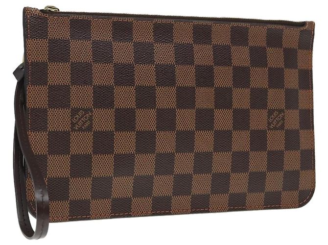 LOUIS VUITTON Pochette Accessorio Damier Ebene Neverfull MM LV Auth 90028