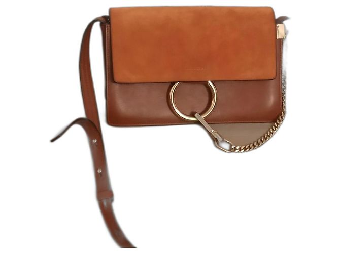 Faye Bolsa Chloé Cognac em camurça e couro Conhaque