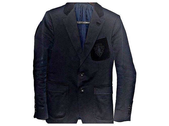Blazer autentico Gucci Tom Ford con taglio e cucito, emblema a crest Nero