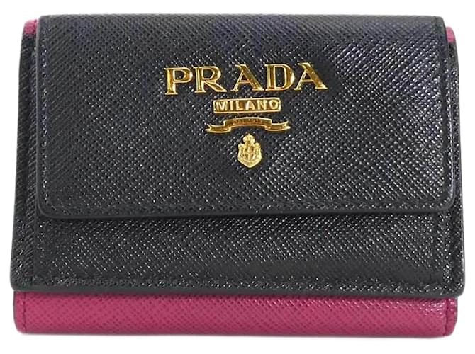 Prada black and red wallet best sale