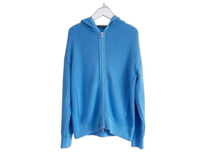 Chaqueta de cárdigan de seda y algodón azul brillante Loro Piana
