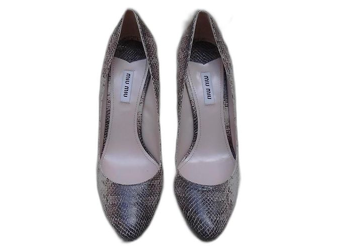 Miu Miu Leather Pumps Beige Brown Size 40