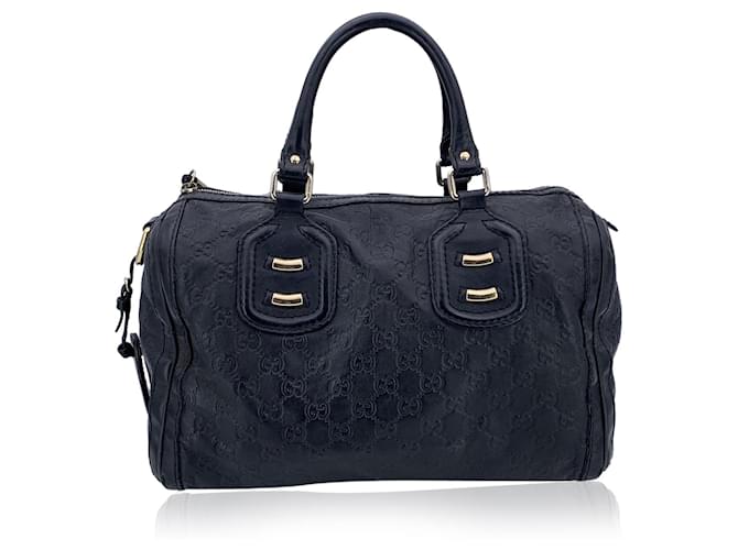 Gucci boston guccissima black leather satchel sale