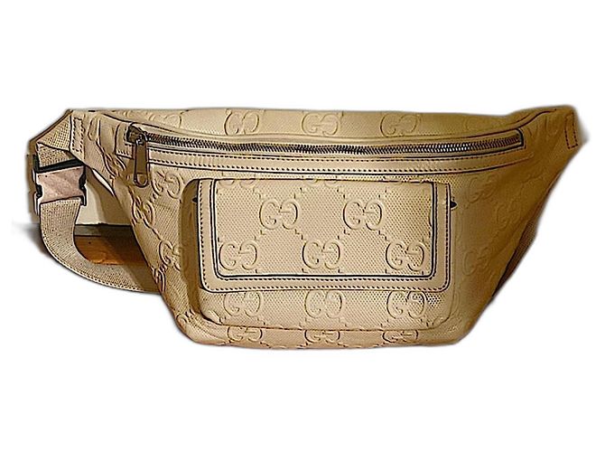 Authentic Gucci Pre-Fall '23 Weiß Jumbo GG Leder Gürteltasche