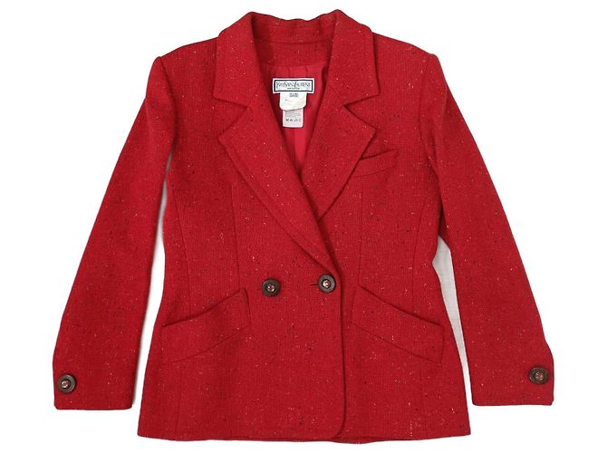 Yves Saint Laurent Red tweed jacket YSL Variation 1990s 
