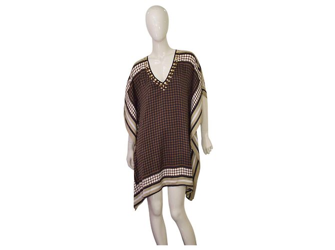 Robe caftan courte Michael by Michael Kors à motifs et clous dorés Multicolore