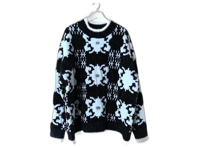 Autre Marque Tinsel-Pullover mit Spike-Nieten We11done Space Invader Schwarz Blau