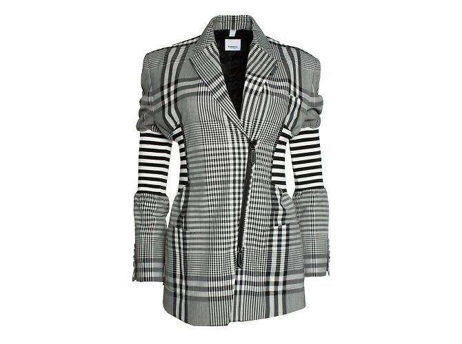 Schwarz-weißer karierten Blazer von Burberry
