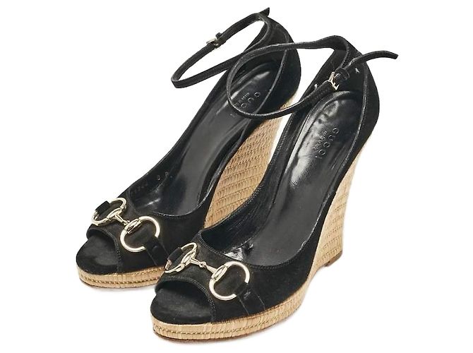 Marmont Escarpins compensés en daim noir Gucci