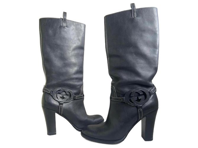 Marmont Gucci Black Leather Boots