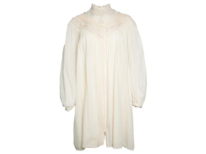 Forte Forte Mini-Punktkleid mit Häkel-Details Weiß Roh
