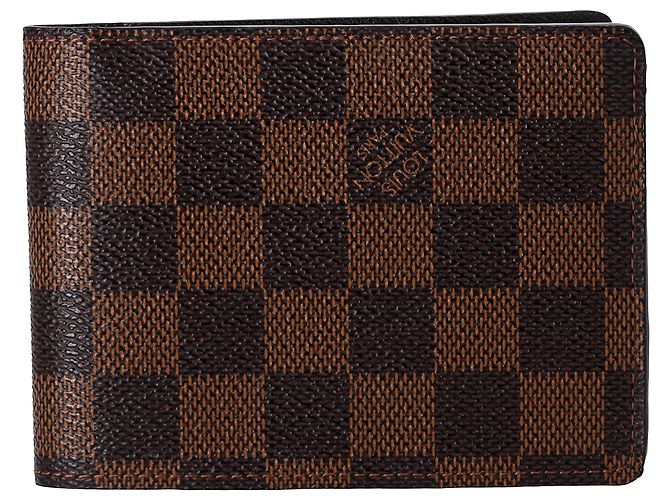 Portefeuille Multiple Damier Ebene Louis Vuitton en Toile Marron Rouge