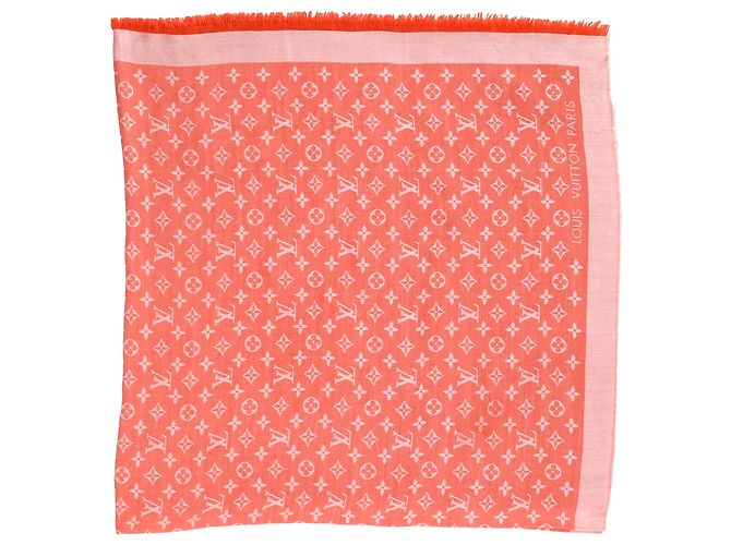 Sciarpa in seta Monogram Louis Vuitton arancione Corallo