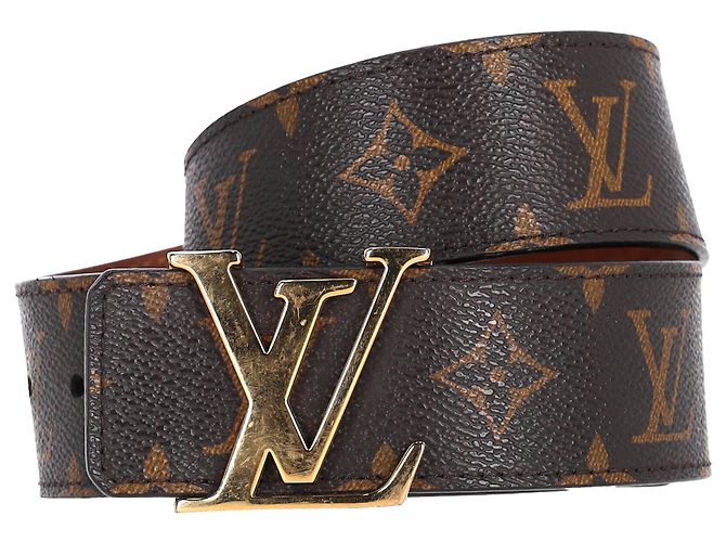 Louis Vuitton Monogram Initiales Gürtel aus braunem Canvas Rot