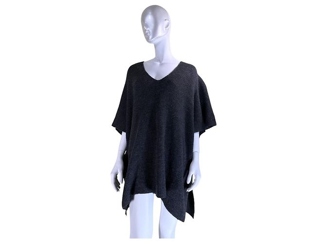 Autre Marque Rabens Saloner Loisa Rib Kaftan Poncho Grau