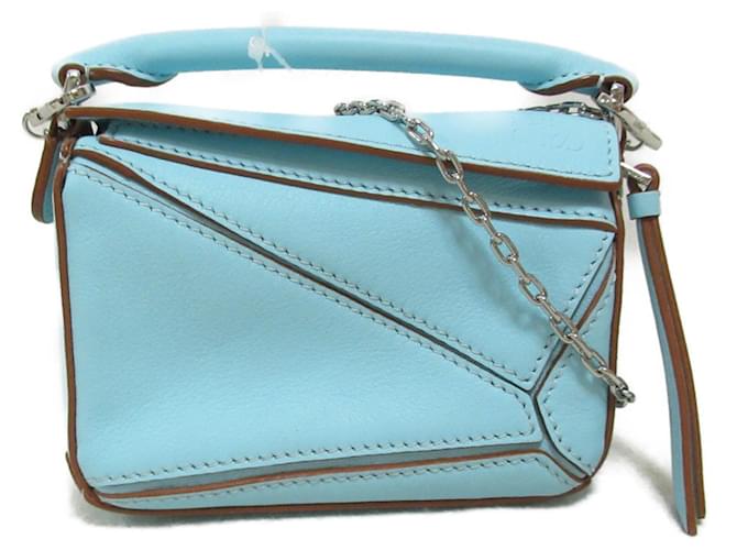 Sac Loewe Puzzle Nano à chaîne pour épaule Cuir Bleu ref.1716459 - Joli  Closet