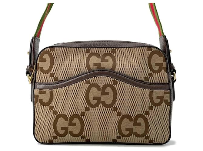 Sac à bandoulière Gucci Jumbo GG en toile Cuir Beige