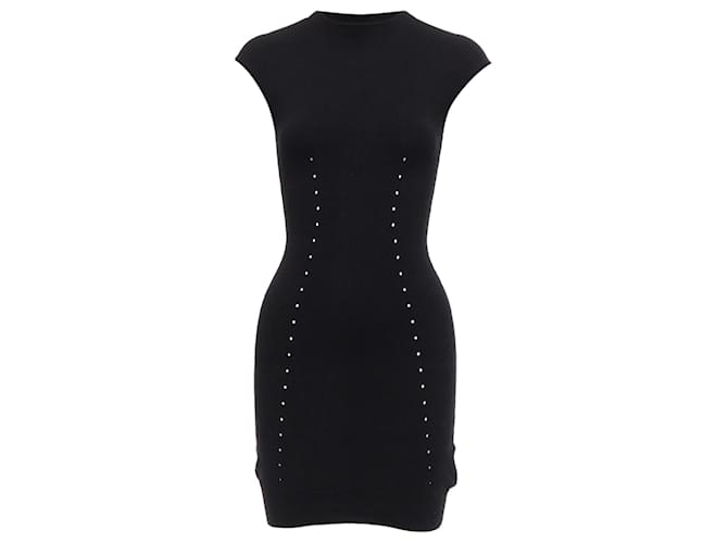 Autre Marque Alexander Wang Wool Blend Pointelle Knit Bodycon Dress Black  ref.1717292