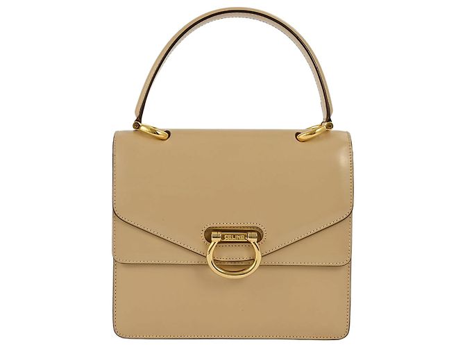 Céline Bolsa Celine Old W Flap Ring em bege