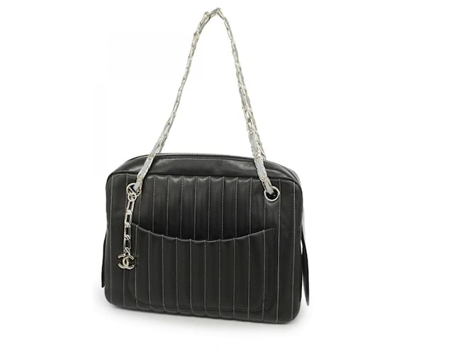 Mademoiselle Chanel Black Lambskin Shoulder Bag Leather  ref.1717901