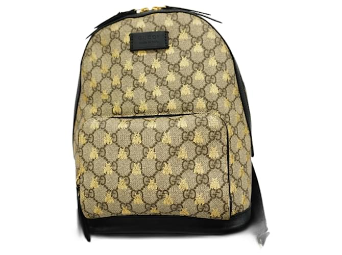 Gucci GG Supreme Backpack Brown Black Golden Plastic ref.1717914 Joli Closet