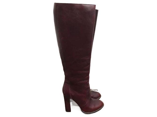 Botas LANVIN T.EU 37.5 Cuero Burdeos