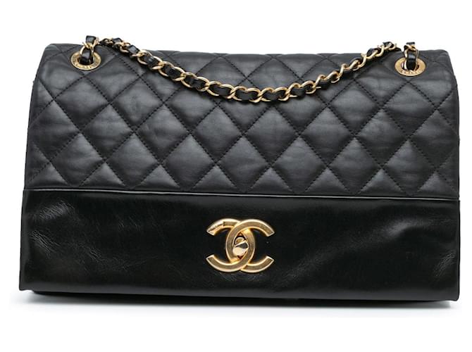 Black Chanel Jumbo Calfskin Soft Elegance Flap Shoulder Bag Leather ref.1719088 Joli Closet