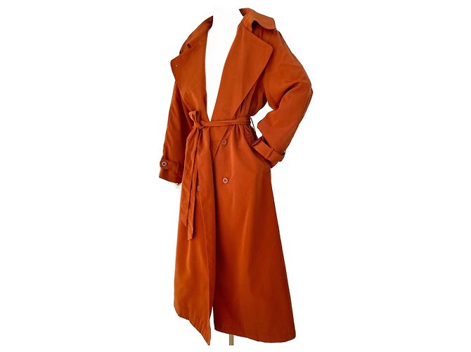 No Name Abrigo trench oversized naranja quemado