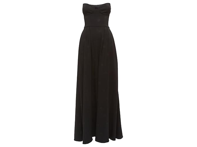 Autre Marque Brandon Maxwell Dotted Print Silk Trimmed Corset Jumpsuit Black Viscose Cellulose fibre  ref.1719511