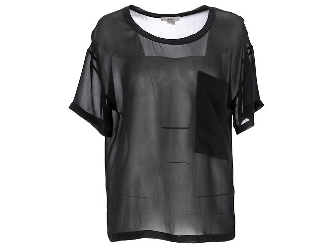 Top Ghost trasparente Helmut Lang in seta nera Nero