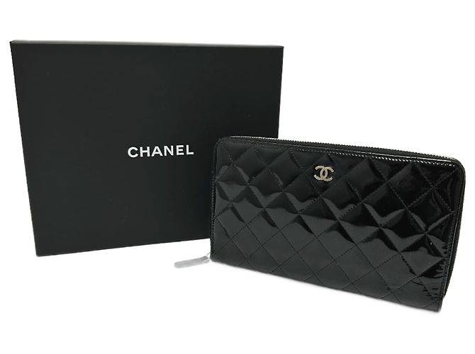 Chanel Matelasse Round Long Wallet Black