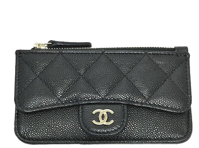 Chanel Caviar Leather Card Case Black