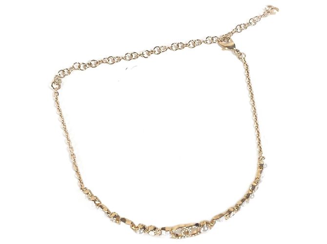 Chanel B24C CC Coco Mark Star Chain Choker Blanco Dorado