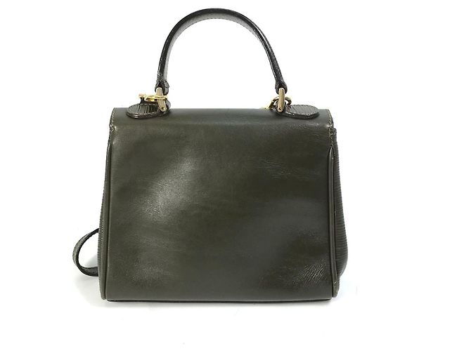 Fendi Khaki Lederhandtasche