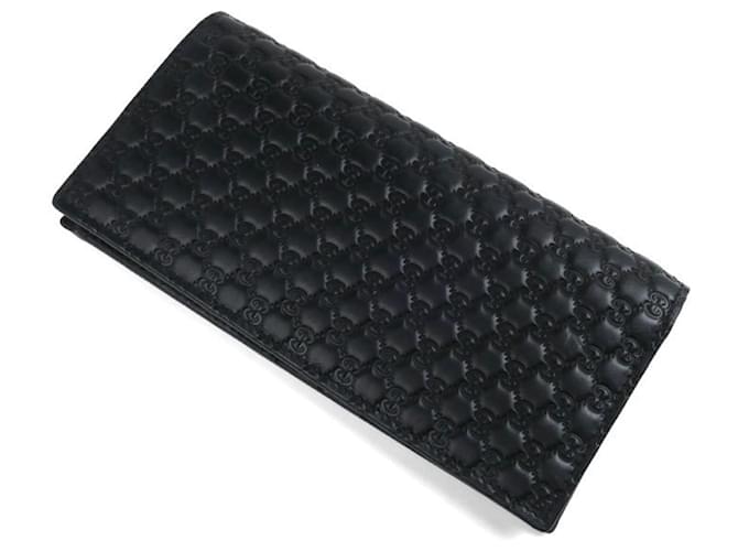 GUCCI Micro Guccissima Long Wallet Black Leather  ref.1720182