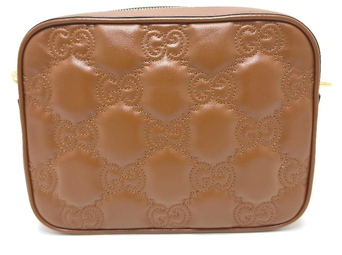 Bolsa de ombro de couro marrom Gucci