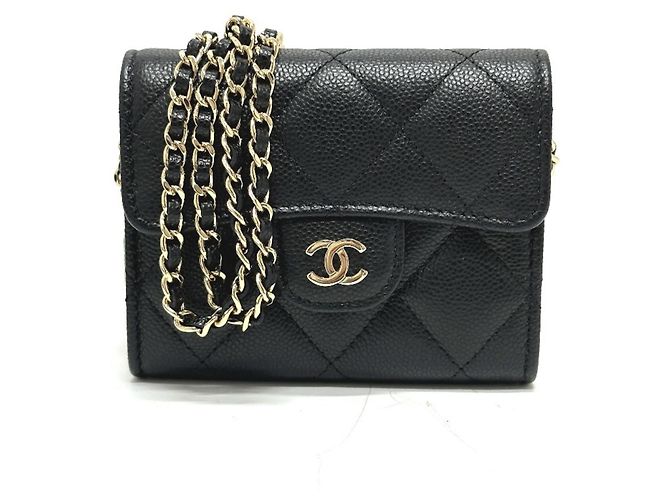 Monedero de cuero caviar Chanel Negro