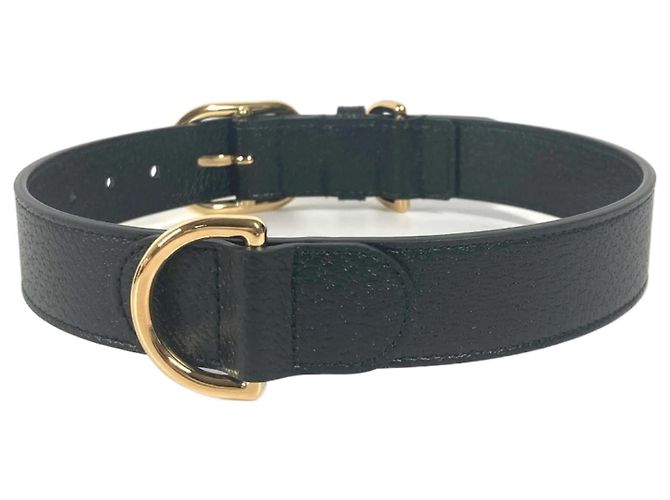 Collar de perro de cuero negro Gucci