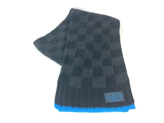 Bufanda de cachemira Louis Vuitton Negro Azul claro