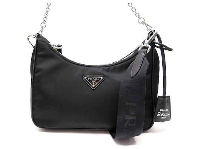 NEW PRADA HAND BAG MULTI POCKET RE EDITION 2005 1BH204 SHOULDER STRAP Black Nylon ref.1720849 Joli Closet