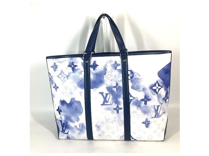 Louis Vuitton Monogram Wochenendtasche GM Weiß Blau