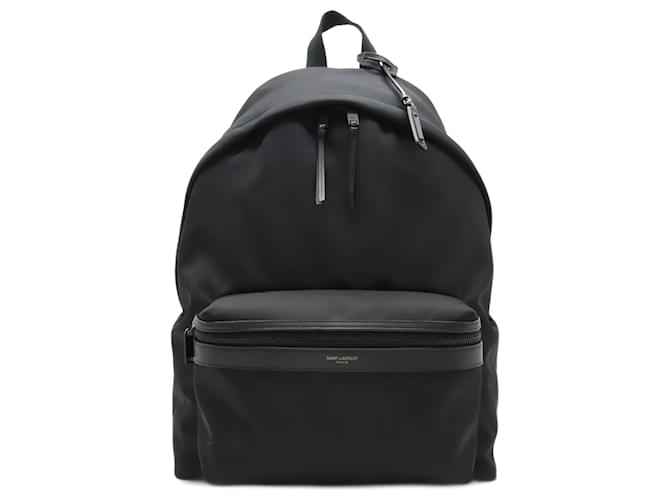 Yves Saint Laurent City Backpack Black Leather Cloth - Main Image