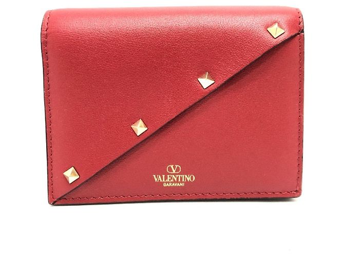 Billetera Compacta Rockstud Valentino Roja