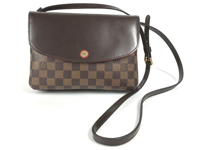 Bolso de Hombro Damier Twice de Louis Vuitton Castaño Damier ebene