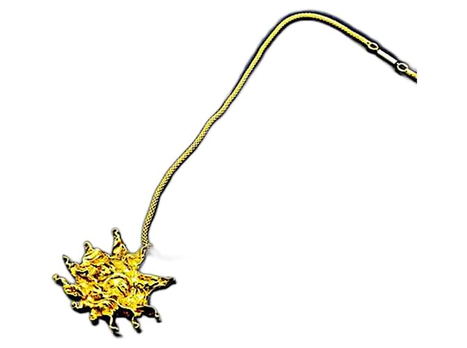 Authentic Vintage Hermès Rare Gold Plated Sun Pendant Necklace Gold hardware 