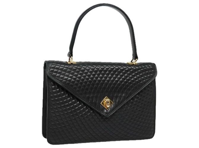 BALLY Borsa a mano in pelle nera e oro Auth bs18574 Nero D'oro 