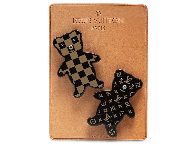 Set di spilla a forma di orsetto Nonours Monogram Louis Vuitton nero