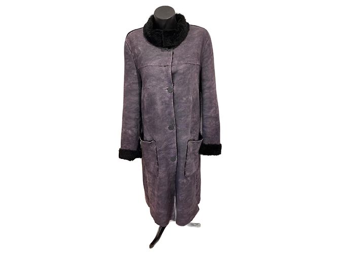 Armani Jeans Langer Mantel Grau Polyester