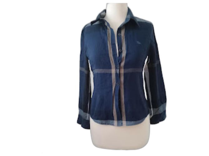 Camicia Burberry Brit in cotone blu scuro M