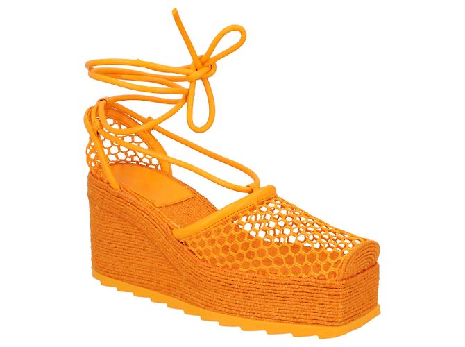 Espadrilles cuña elástica naranja 90 de Bottega Veneta